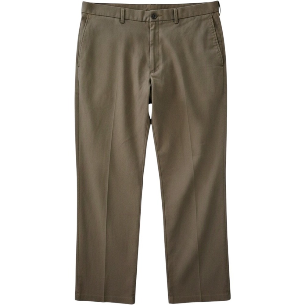 Haggar Mens Premium No Iron Khaki Classic Fit Pants Olive Green 40x30 HC10884